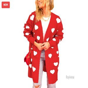 Oversized Chunky Knit Cardigan Sweater Open Front Long Cable Knit Valentine